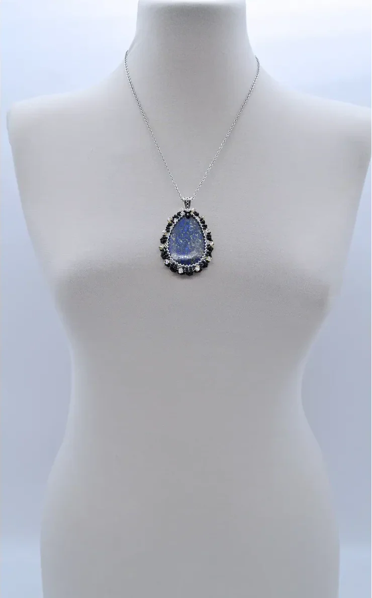 Кулон с афганским лазуритом и Swarovski