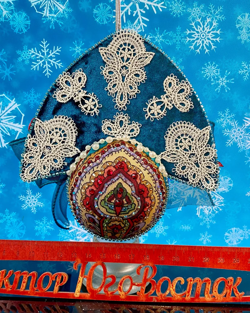 Ёлочная игрушка из коллекции Кокошники «Волшебство бирюзы»