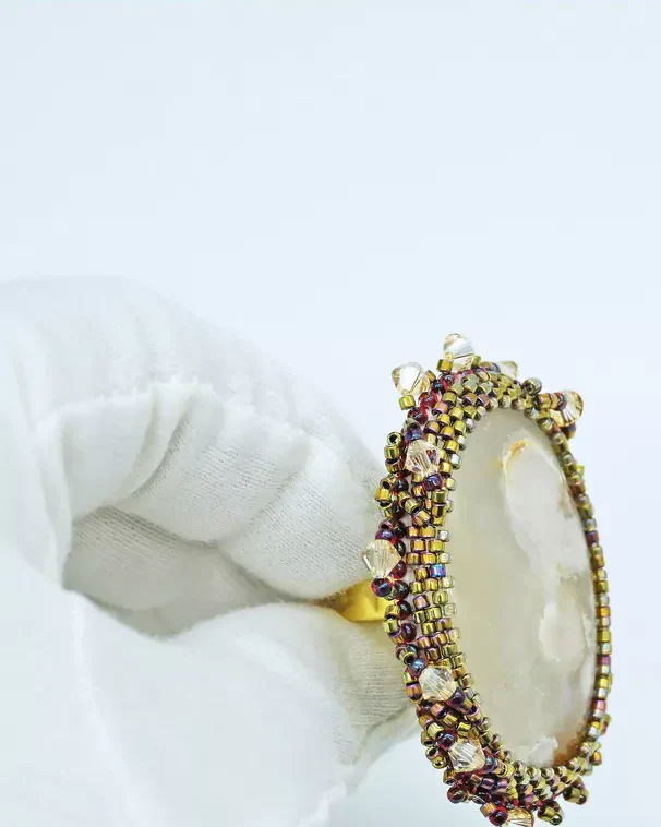 Кольцо с агатом и Swarovski