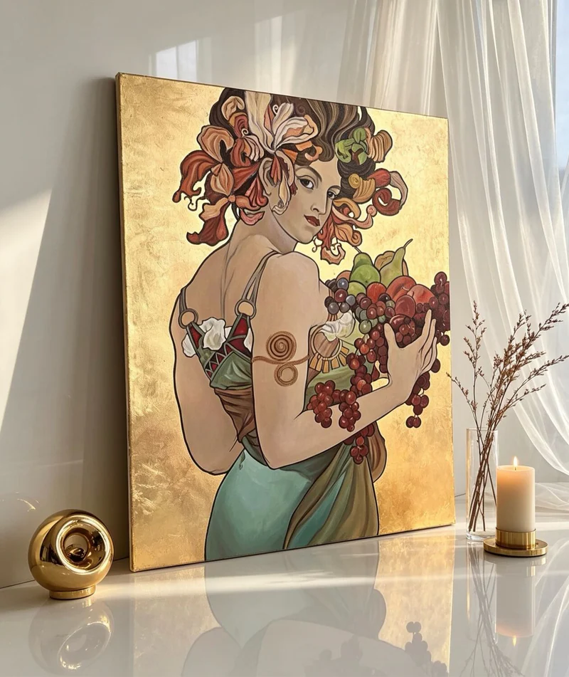 Картина по мотивам Альфонса Мухи, 60×80 см