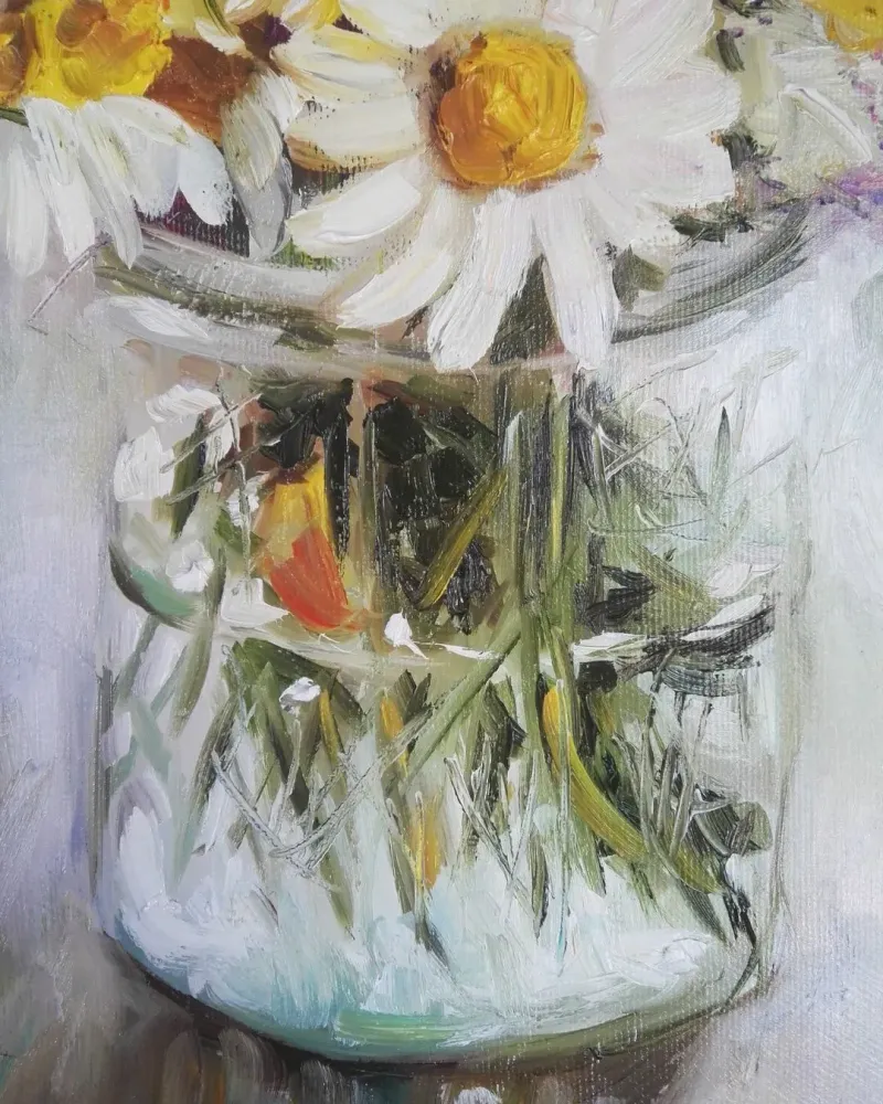 Полевые цветы. Картина маслом 30×50 см — 30×50 см
