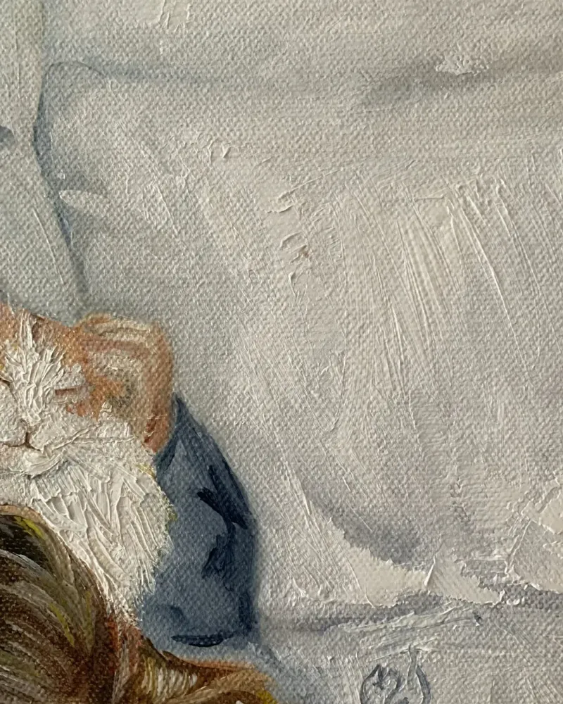Девушка с книгой и кот. Картина маслом 30×40 см — 30×40 см