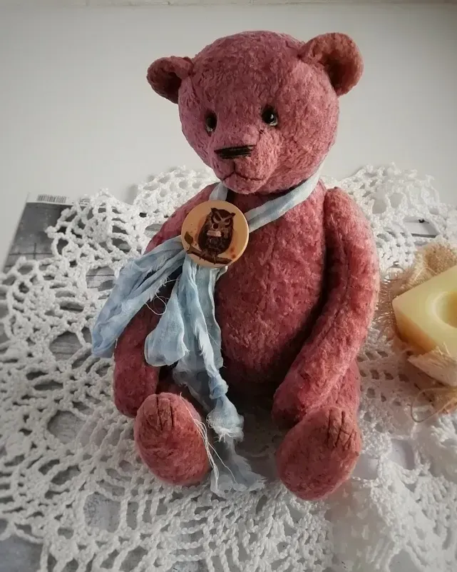 Мишка Тедди Степан, малиновый, 24 см