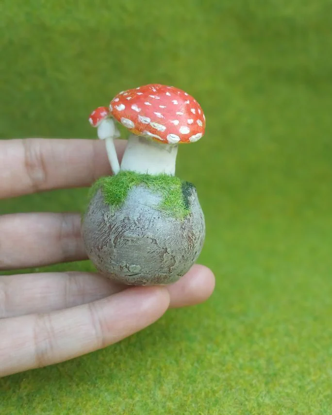 Веселые Поганки, кукольная миниатюра, мухоморы