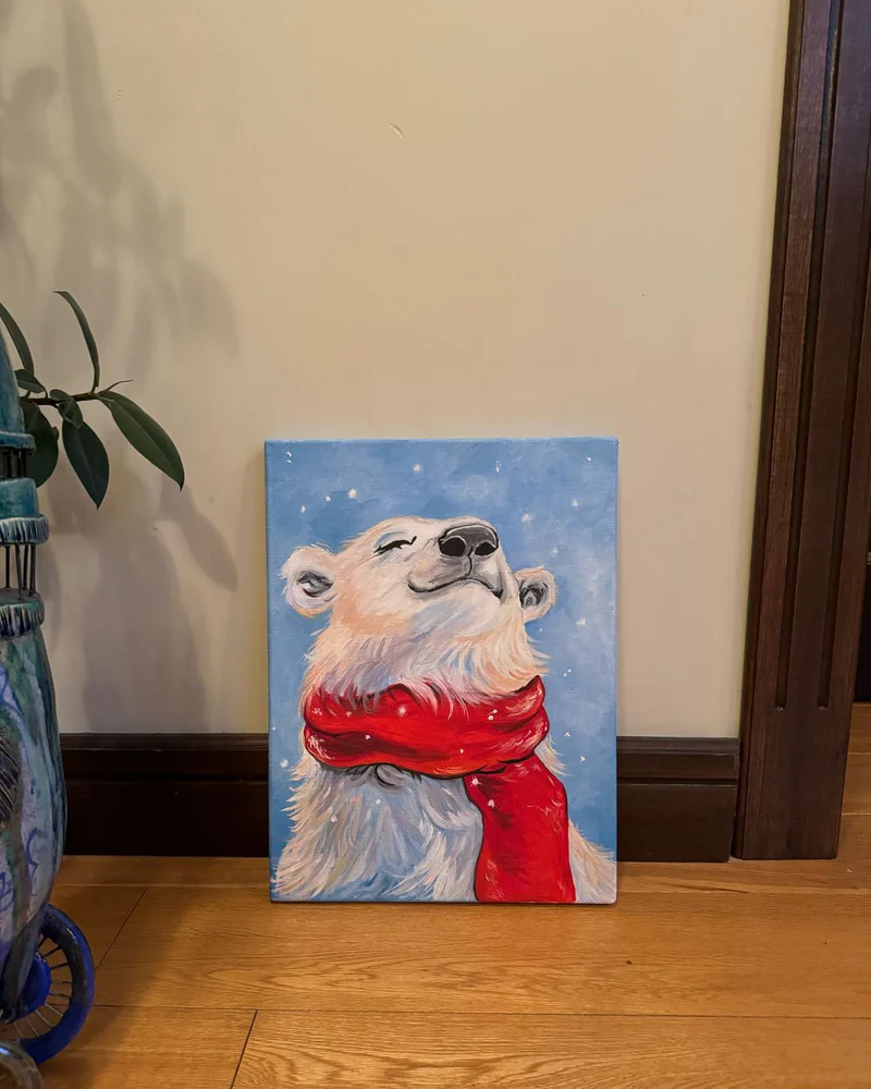 Картина маслом «Лю..», белый медведь, 30×40 см — Оригинал