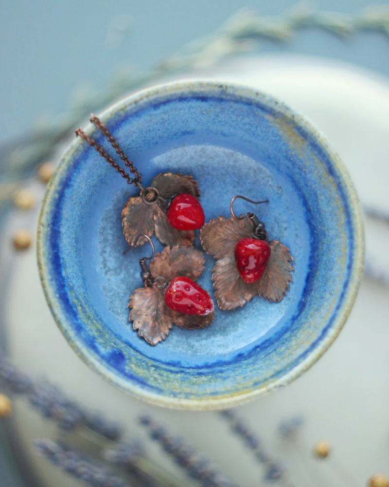 Серьги и кулон «Земляника»