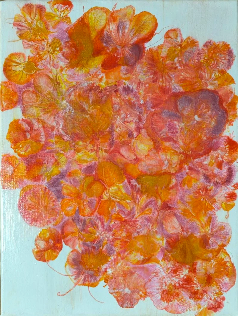 Картина 30х40, акрил, абстракция "Flower power"