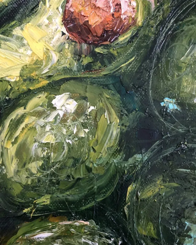 Авокадо и лайм. Картина маслом 30×30 см — 30×30 см
