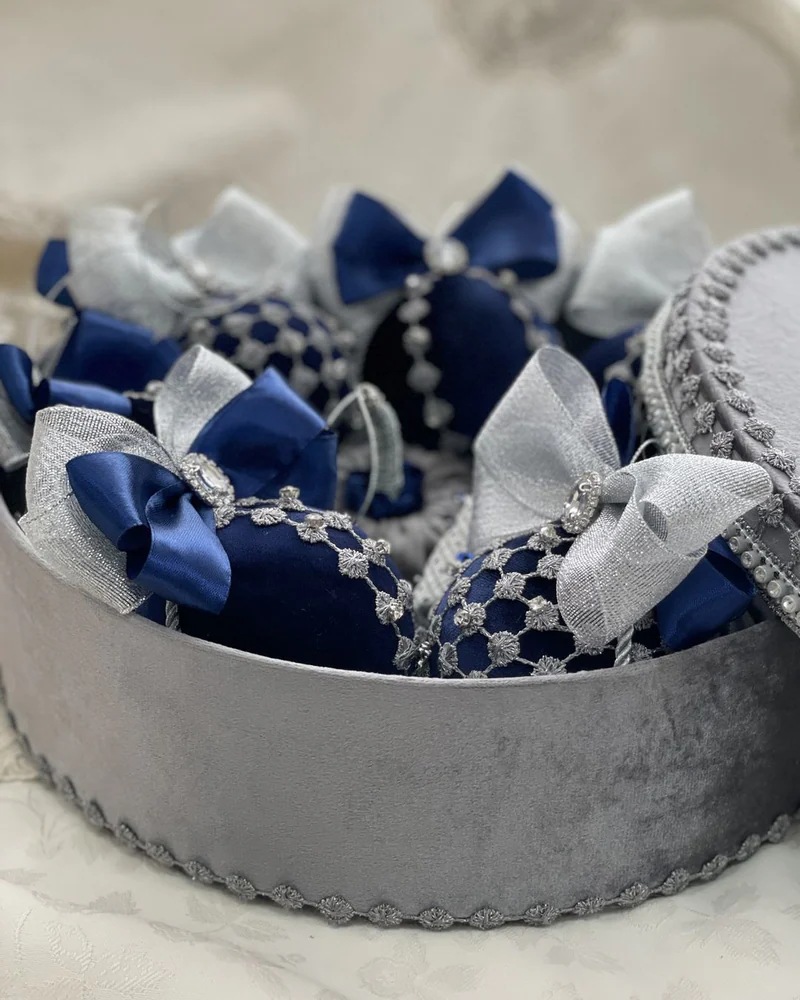 Ёлочные шары Новогодние игрушки Набор ёлочных игрушек Морозные узоры — синий