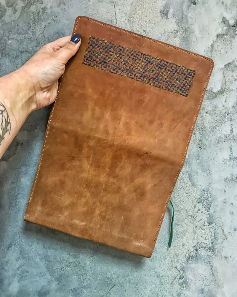 Кожаная обложка с регулировкой для книги и ежедневника А5 — Рыжий