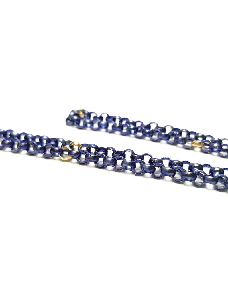 Колье из титана "BlueBerry" с золотом желтым 585 пробы — цвет: фиолетовый