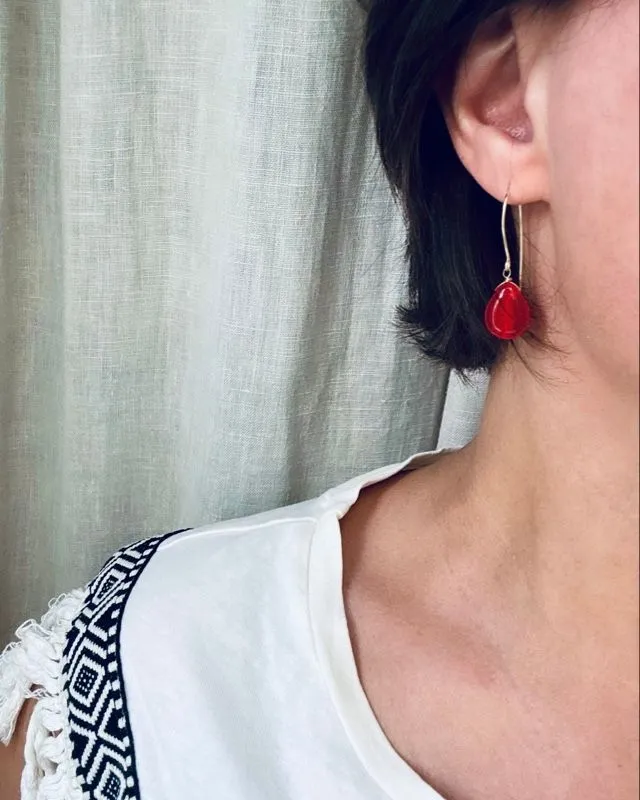 Яркие серьги из чешского стекла в форме капель