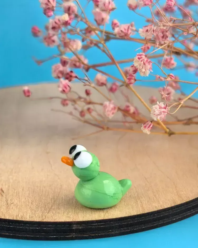 Стеклянная фигурка «Уточка розовая» — Зелёная