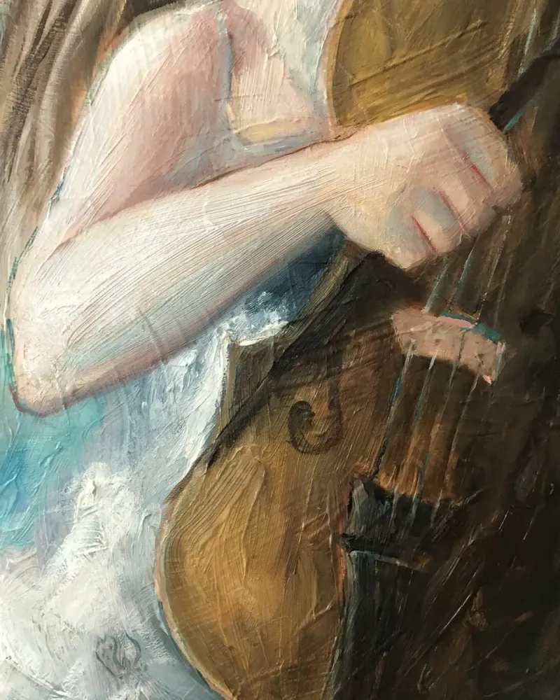 Девочка и скрипка. Картина маслом 40×60 см — 40×60 см