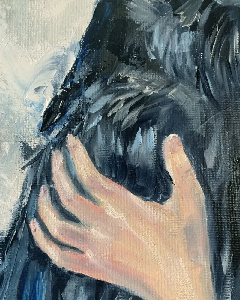 Ворон. Картина маслом 30×30 см — 30×30 см