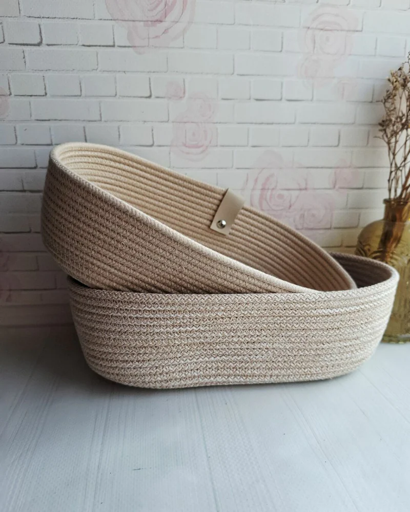 Овальная корзина из хлопкового шнура — коричневая