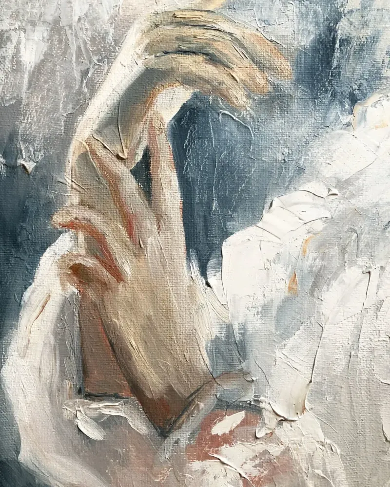 Девушка и птичка. Картина маслом 40×50 см — 40×50 см