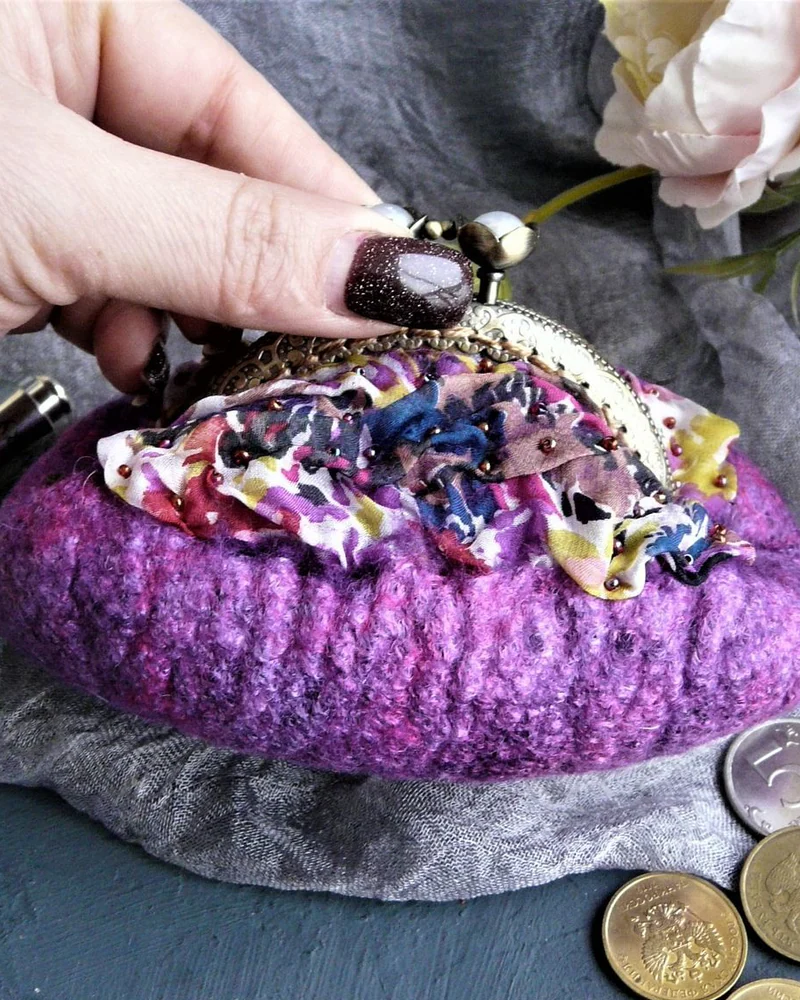 Маленький кошелек женский с фермуаром. Кошелек монетница