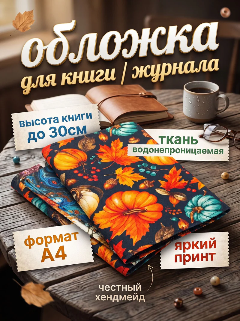 Тканевая обложка для книги A4 с принтом
