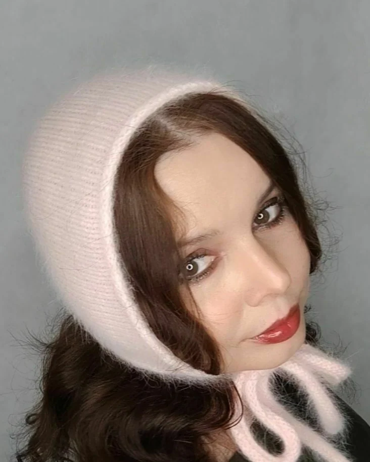 Чепчик из ангоры розовый