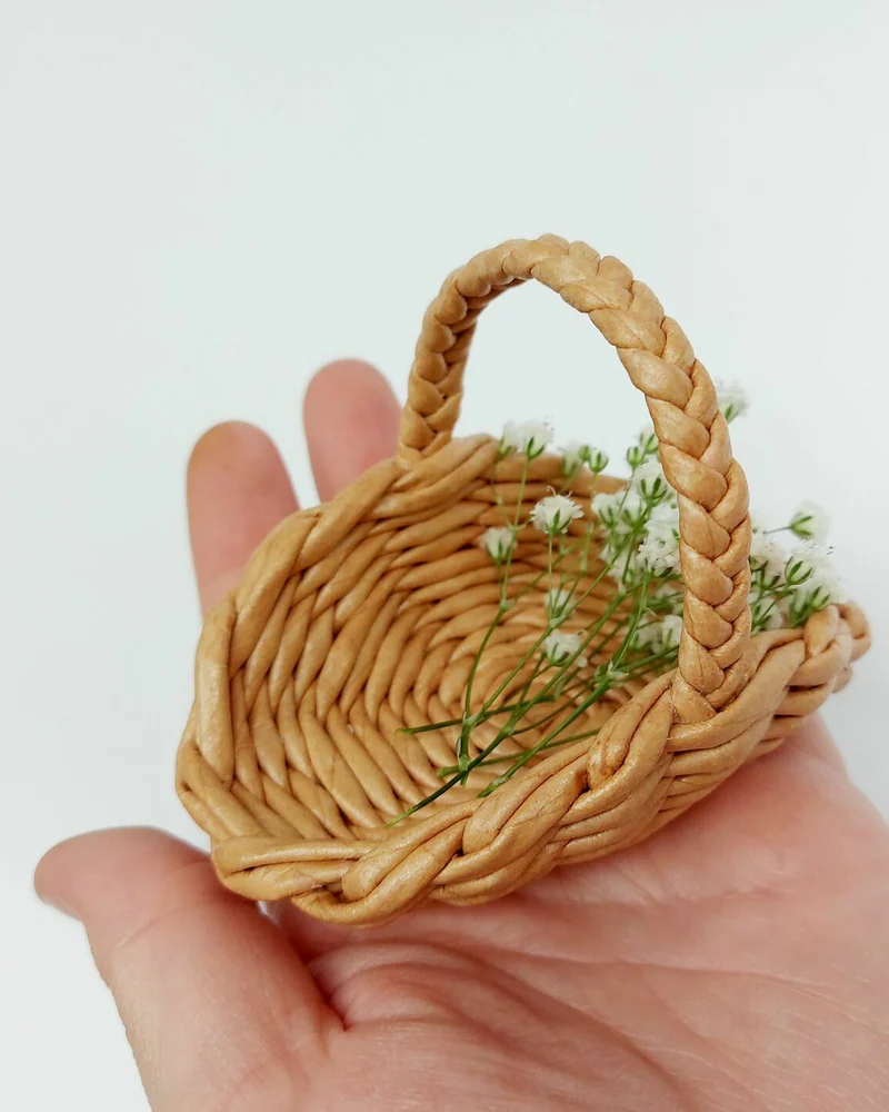 Миниатюрная кукольная корзинка для сбора цветов