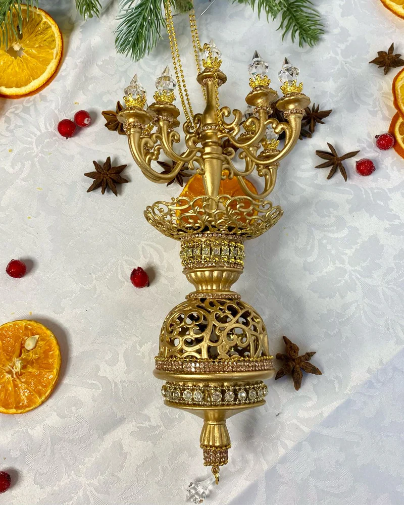 Ёлочное украшение «Канделябр», золотое — Основной