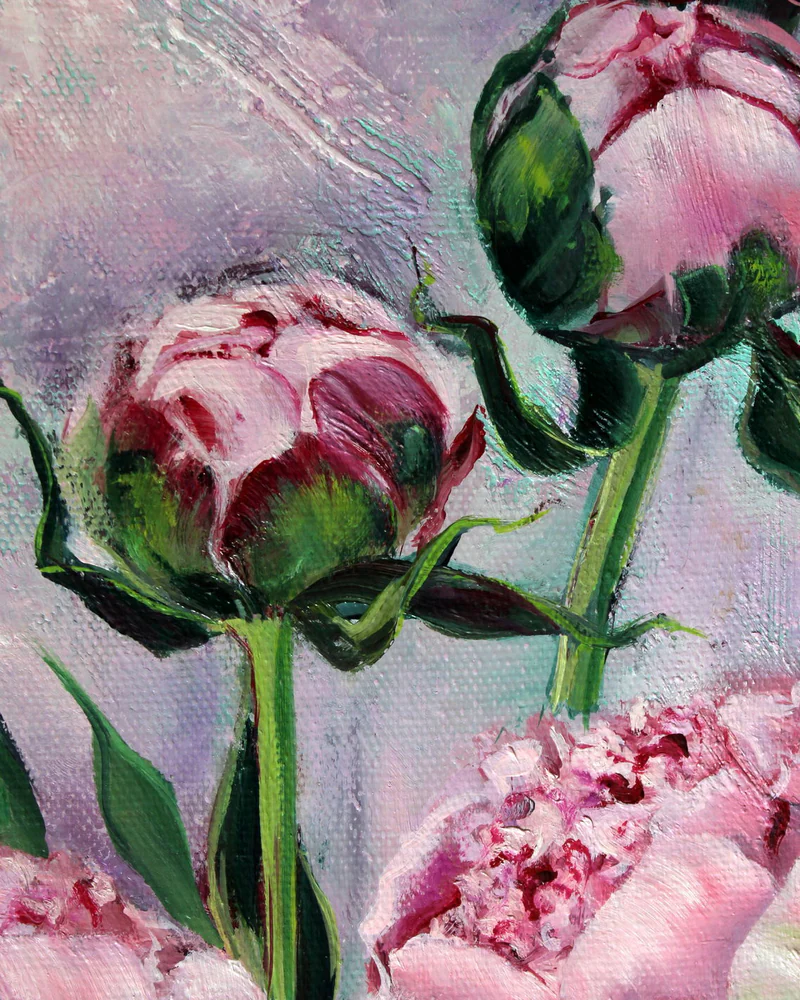 Картина с пионами маслом, Peonies