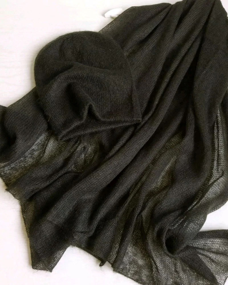 Шарфик Облако Super Kid Mohair — Коричнево-зеленый, сложный, красивый цве