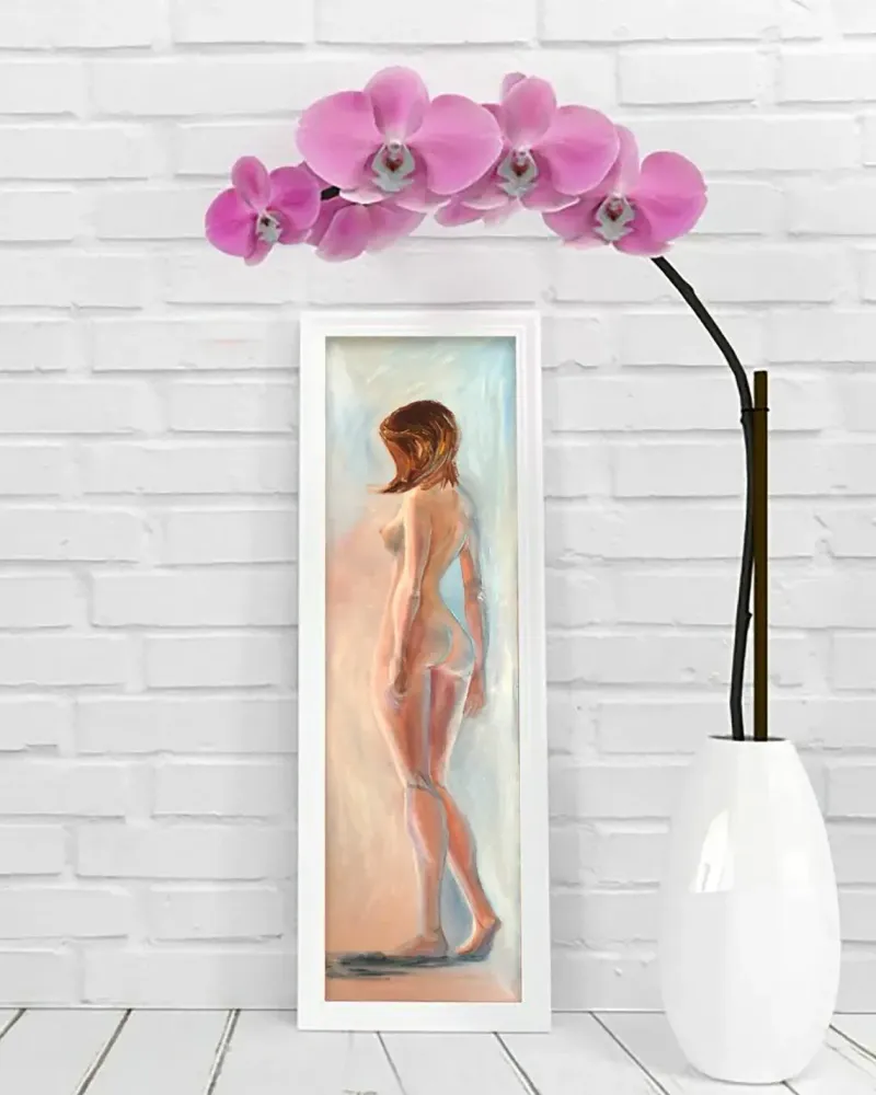 Обнаженная девушка. Картина маслом 20×70 см — 20×70 см