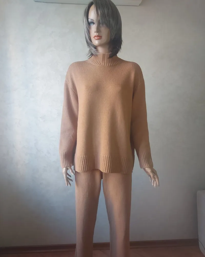 Костюм женский вязаный — кэмел — Кэмел