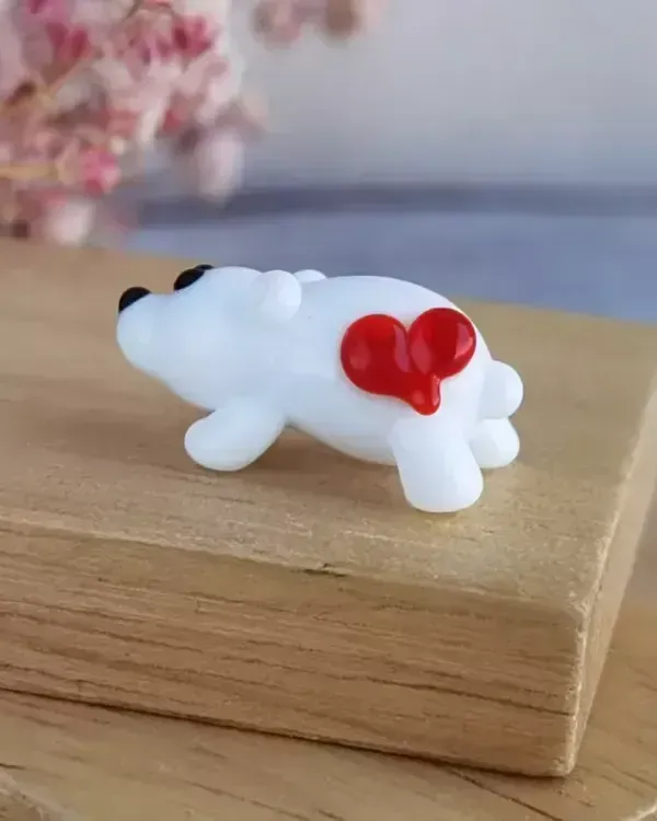Стеклянная фигурка «Мишка белый» — В колпаке