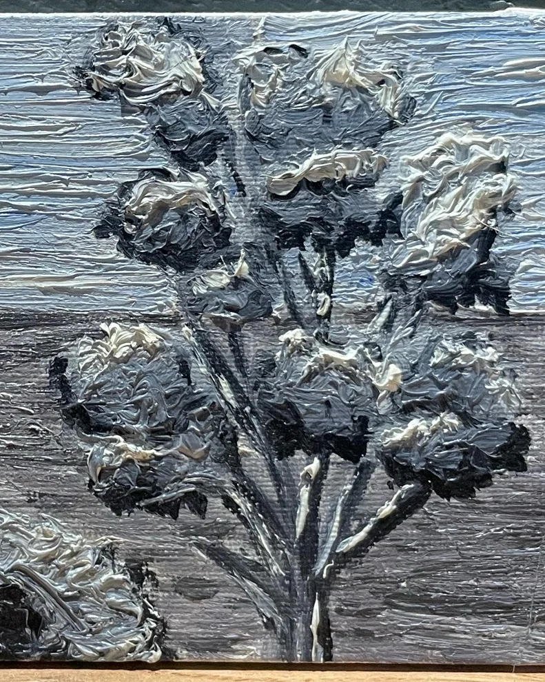 Картина маслом, миниатюра (серая зима)