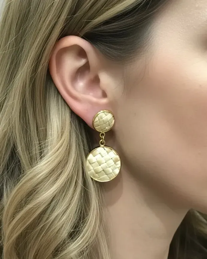 Серьги «Дуэт» из соломки — Натуральный