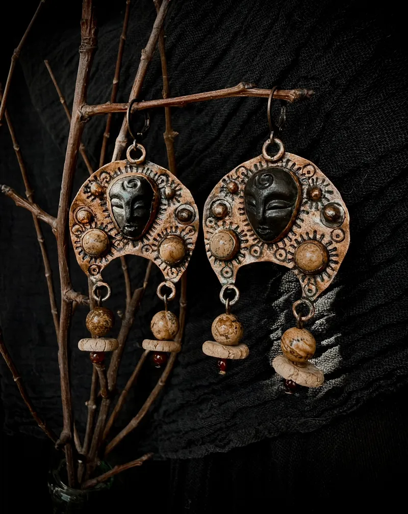 Серьги «Птицы-сестрицы» — Яшма