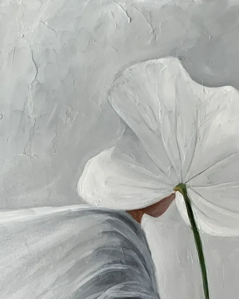 Бело-серая фактурная картина. Картина маслом 80×100 см — 80×100 см