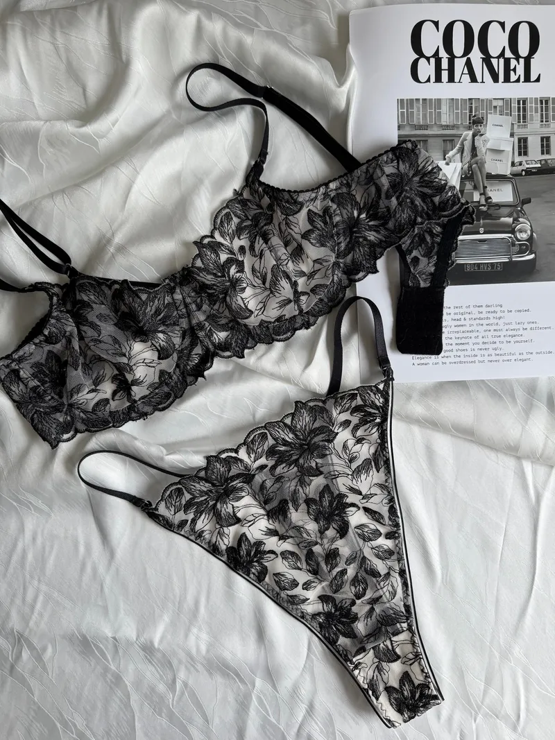 Комплект белья «Black flower», чёрный