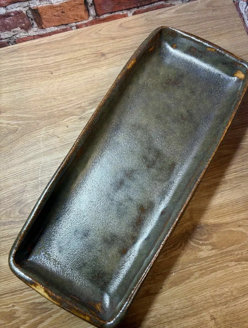 Длинный поднос, коричневый металлик, 20 × 8 см, ручная работа