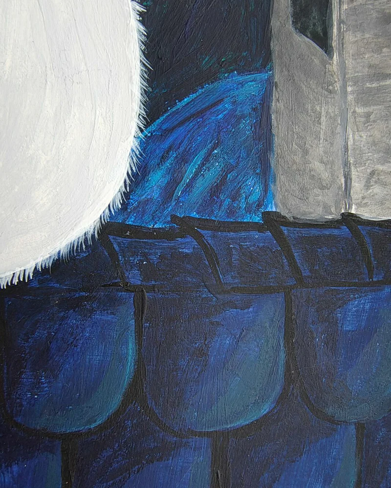 Звёздная кошачья ночь. 29,5×42 см. Акрил, бумага