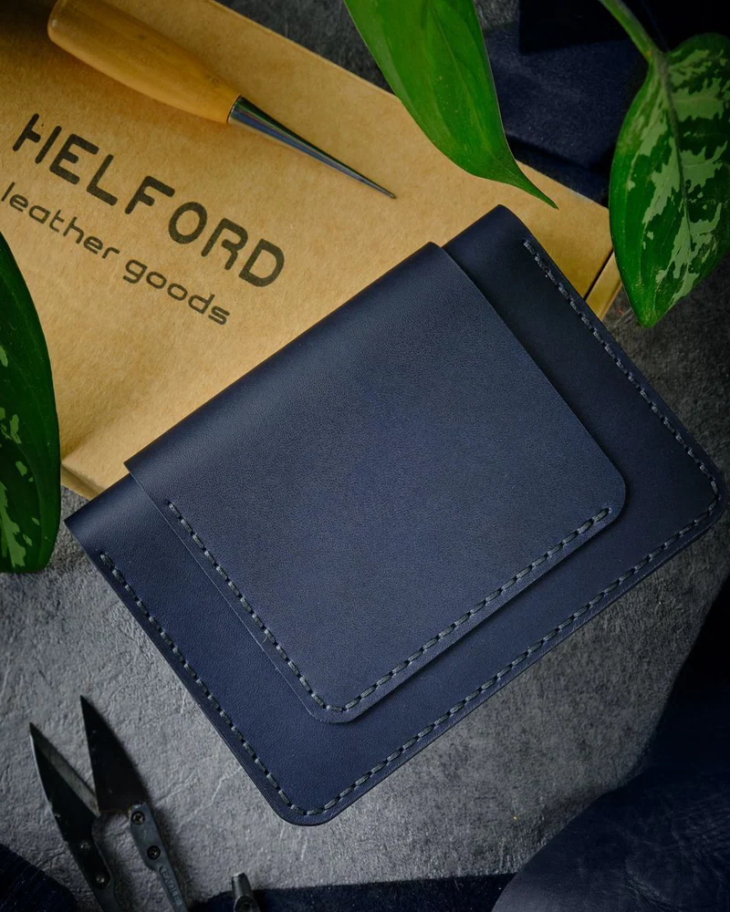Обложка для документов из натуральной кожи HELFORD Auto5 тёмно-синий