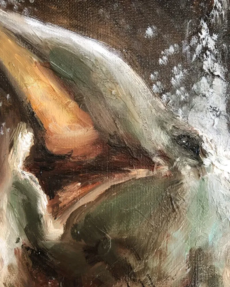 Веселый слоненок. Картина маслом 40×60 см — 40×60 см