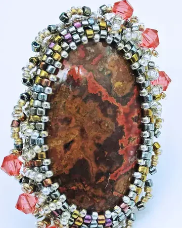 Авторское кольцо с агатом и Swarovski