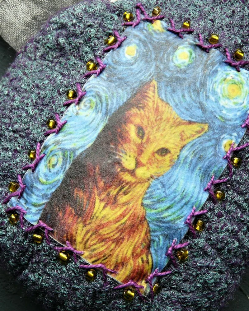 Кошелек монетница с фермуаром. Рыжий кот