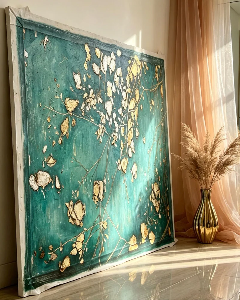 Картина «Gold & Branches», 90×70 см