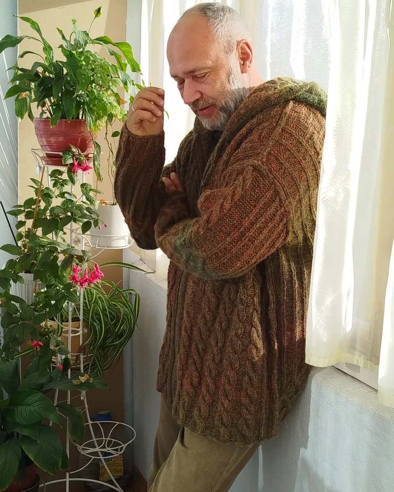 Кардиган мужской "Осенний лес" — Зелёный,размер 54