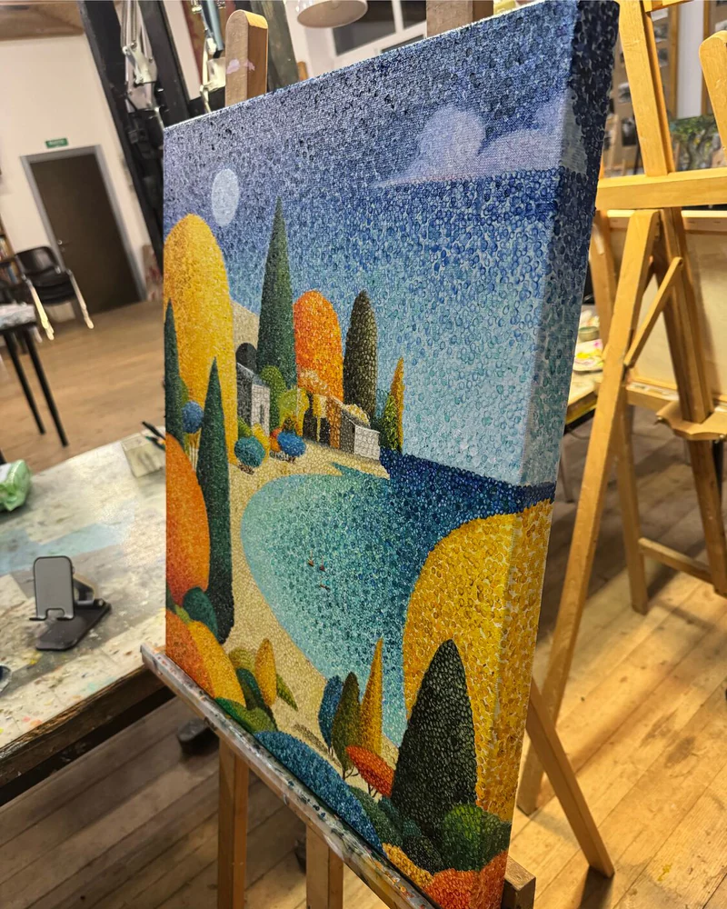 Картина маслом Пейзаж пуантилизм 50×60 — Оригинал