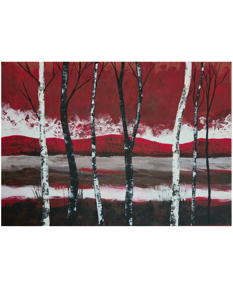 Авторская картина "Красный горизонт" | 42×29.7 см | Акрил на бумаге