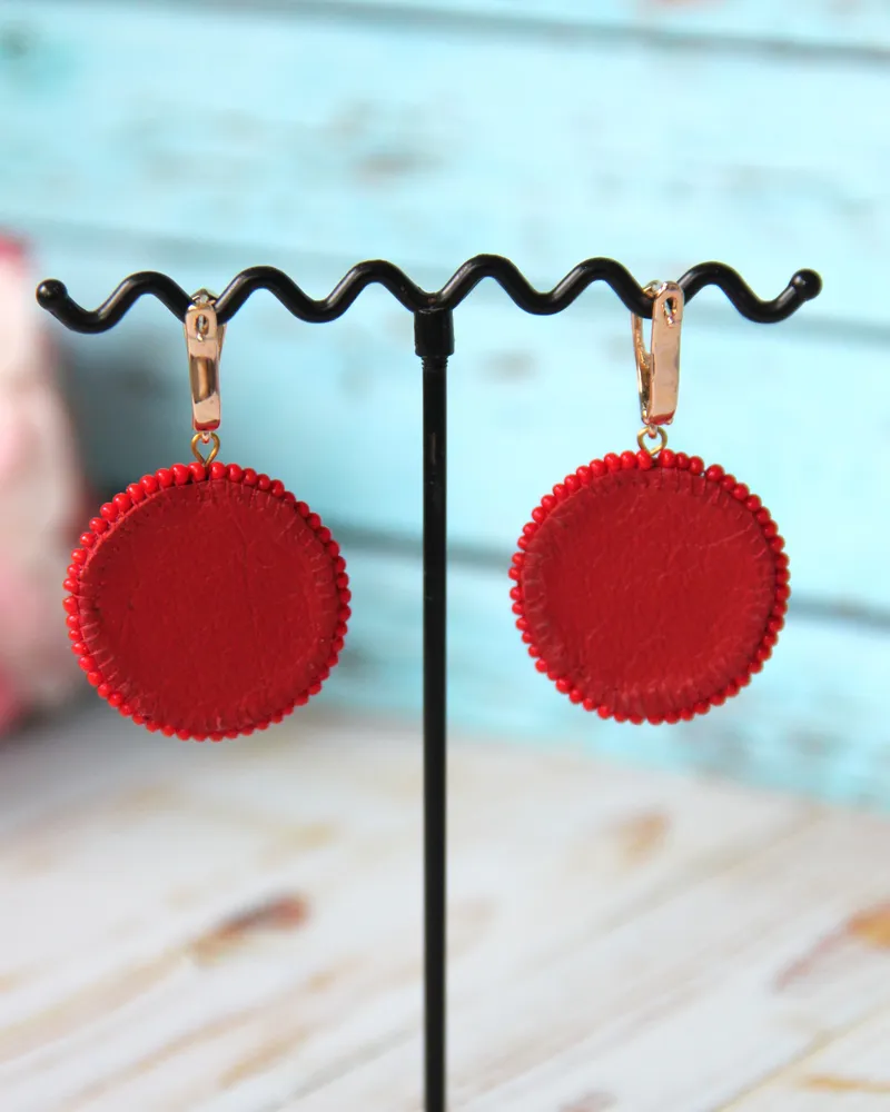 Серьги из бисера — Дерзкий красный