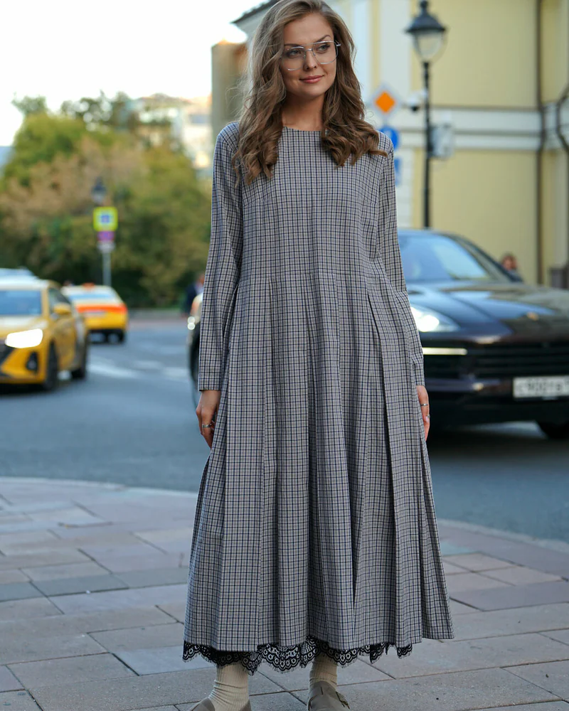 Платье из хлопка Stoune Washed в клетку