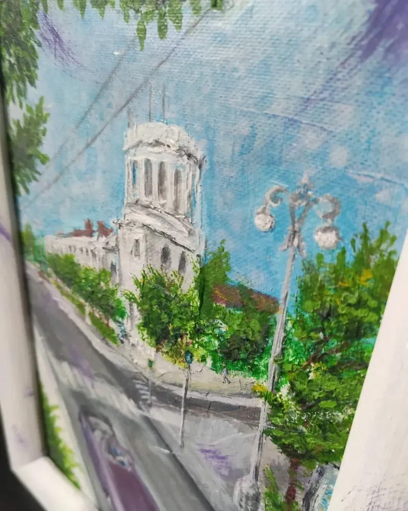 Городской пейзаж в деревянном багете — Оригинал