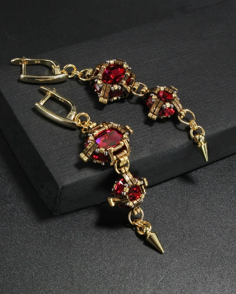 Роскошные серьги "Decadence" — красные — Основной
